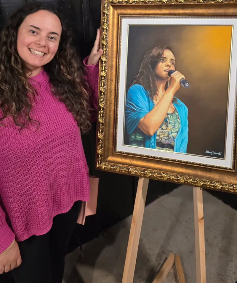 A finished portrait, framed